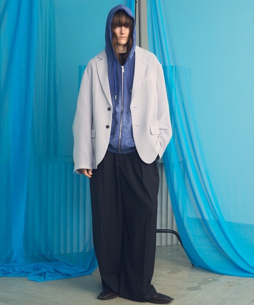MAISON SPECIAL(メゾンスペシャル)の「《UNISEX》Clear Trichotine Two-tuck Prime-Wide Slacks/クリアトリコチンプライムワイドツータックスラックス【MAISON SPECIAL/メゾンスペシャル】■セットアップ対応■(スラックス・メンズ・ネイビー/グレイッシュベージュ/ブラック・2/1/0)」の6枚目の写真