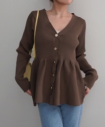 Rashik（ラシク）の「【Rashik】ペプラムシルエットニットカーデ（カーディガン/ボレロ）」