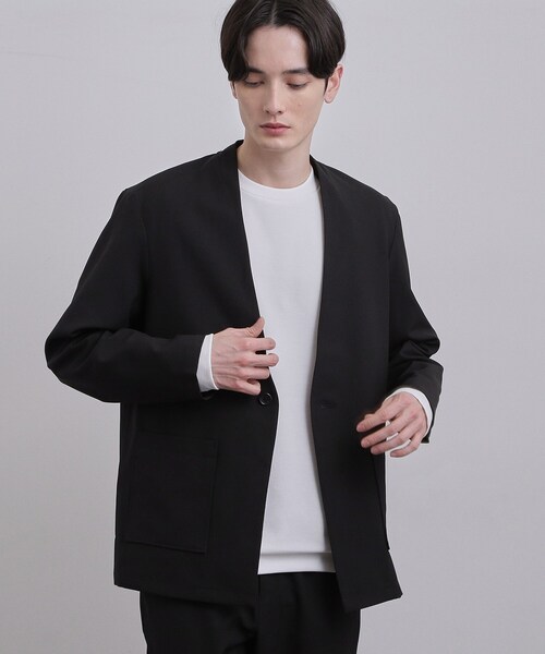 tk.TAKEO KIKUCHI(ティーケータケオキクチ)の「【セットアップ対応可】カルゼノーカラージャケット(ノーカラージャケット・メンズ・ベージュ/ブラック/ネイビー・03/04/02)」の1枚目の写真