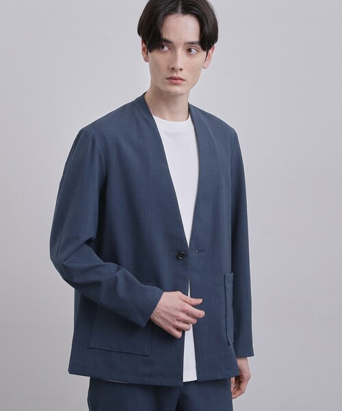 tk.TAKEO KIKUCHI(ティーケータケオキクチ)の「【セットアップ対応可】カルゼノーカラージャケット(ノーカラージャケット・メンズ・ベージュ/ブラック/ネイビー・03/04/02)」の18枚目の写真