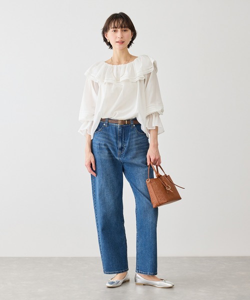 ROPE' PICNIC（ロペピクニック）の「お着軽シャツシリーズ レース使い2WAYオフショルシアーブラウス/接触冷感・通気性（シャツ/ブラウス・レディース・ブルー系その他4/ブラック/イエロー/ホワイト・FREE）」の10枚目の写真