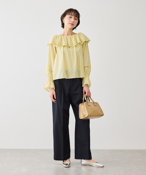 ROPE' PICNIC（ロペピクニック）の「お着軽シャツシリーズ レース使い2WAYオフショルシアーブラウス/接触冷感・通気性（シャツ/ブラウス・レディース・ブルー系その他4/ブラック/イエロー/ホワイト・FREE）」の19枚目の写真