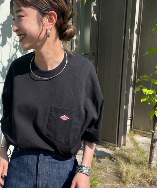 DANTON（ダントン）の「[DANTON/ダントン] ワンポイントロゴ ポケットTシャツ（Tシャツ/カットソー・レディース・アイボリー/ブラック/グレイッシュベージュ/チャコールグレー/ホワイト/ネイビー・S/M/L/XL/XXL）」の3枚目の写真