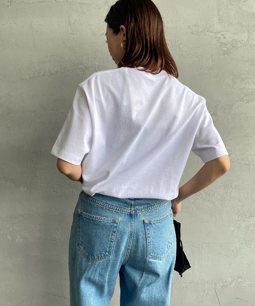 DANTON（ダントン）の「[DANTON/ダントン] ワンポイントロゴ ポケットTシャツ（Tシャツ/カットソー・レディース・アイボリー/ブラック/グレイッシュベージュ/チャコールグレー/ホワイト/ネイビー・S/M/L/XL/XXL）」の18枚目の写真