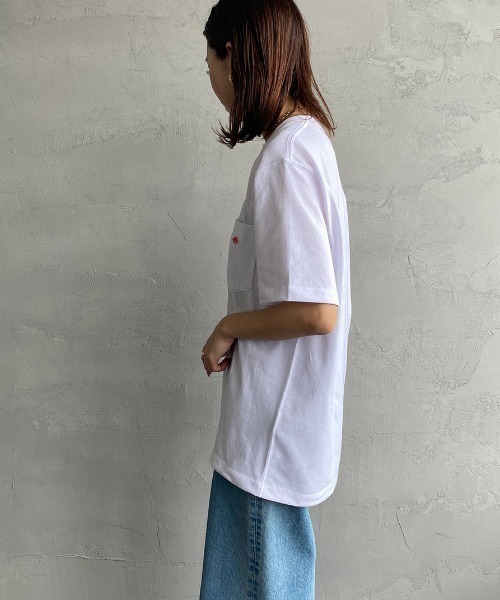 DANTON（ダントン）の「[DANTON/ダントン] ワンポイントロゴ ポケットTシャツ（Tシャツ/カットソー・レディース・アイボリー/ブラック/グレイッシュベージュ/チャコールグレー/ホワイト/ネイビー・S/M/L/XL/XXL）」の22枚目の写真