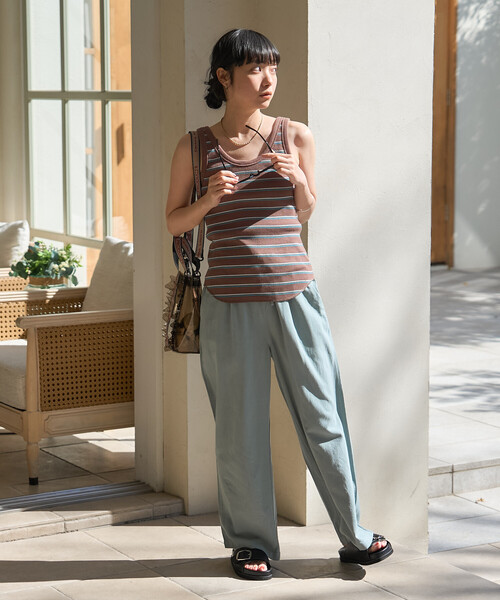 FREAK'S STORE（フリークスストア）の「ワッフル 2WAY ヘンリーネック タンクトップ（タンクトップ・レディース・ブラック/チャコール/ブラウン/ナチュラル/オフホワイト・ﾌﾘ-）」の10枚目の写真