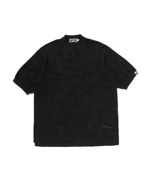 A BATHING APE(アベイシングエイプ)の「SOLID CAMO JACQUARD RELAXED FIT POLO SHIRT(ポロシャツ・メンズ・ブラック・X-LARGE/MEDIUM/SMALL)」の1枚目の写真