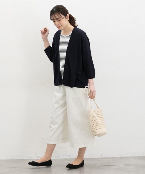 Honeys（ハニーズ）の「【ハニさら・接触冷感・ＵＶカット】８分袖トッパーカーデ（カーディガン/ボレロ・レディース・ネイビー/イエロー系その他/ブラック/ライトベージュ・L/LL/M）」の8枚目の写真