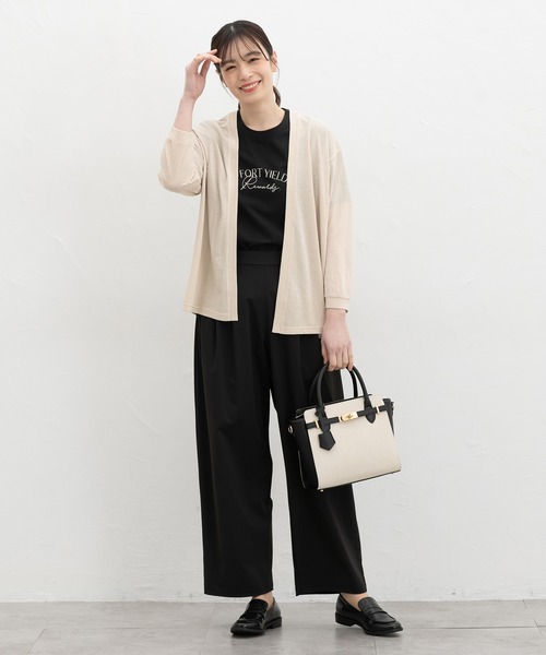 Honeys（ハニーズ）の「【ハニさら・接触冷感・ＵＶカット】８分袖トッパーカーデ（カーディガン/ボレロ・レディース・ネイビー/イエロー系その他/ブラック/ライトベージュ・L/LL/M）」の12枚目の写真