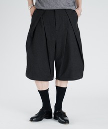 20SS ダブルファブリックショーツ セール】Two tuck wide stripe shorts / ツータックワイドストライプ