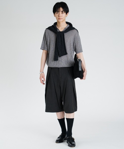 SINSS(シンス)の「Cross tuck wide shorts / クロスタックワイドショーツ(スラックス・メンズ・ブラック系その他/グレー系その他・MEDIUM/SMALL/X-SMALL/LARGE)」の7枚目の写真