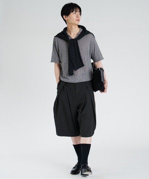 SINSS(シンス)の「Cross tuck wide shorts / クロスタックワイドショーツ(スラックス・メンズ・ブラック系その他/グレー系その他・MEDIUM/SMALL/X-SMALL/LARGE)」の8枚目の写真