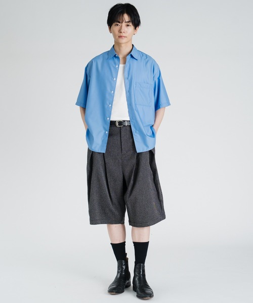 SINSS(シンス)の「Cross tuck wide shorts / クロスタックワイドショーツ(スラックス・メンズ・ブラック系その他/グレー系その他・MEDIUM/SMALL/X-SMALL/LARGE)」の4枚目の写真