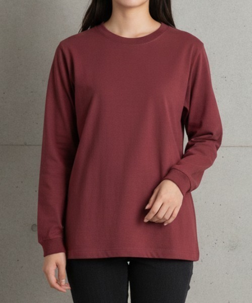 LIFEMAX(ライフマックス)の「【LIFEMAX/ライフマックス】5.6オンスハイグレードロングスリーブTシャツ(カラー)/クルーネック 長袖 5カラー(Tシャツ/カットソー・メンズ・ブラック/バーガンディー/グリーン系その他/アッシュ/ネイビー・X-SMALL/SMALL/MEDIUM/LARGE/X-LARGE)」の5枚目の写真