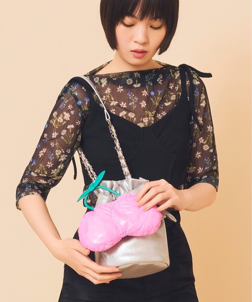Casselini(キャセリーニ)の「Casselini(キャセリーニ)ラッフルバッグ(ショルダーバッグ・レディース・ライム/ブラック/シルバー・FREE)」の12枚目の写真