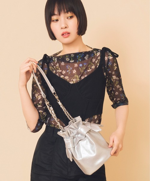 Casselini(キャセリーニ)の「Casselini(キャセリーニ)ラッフルバッグ(ショルダーバッグ・レディース・ライム/ブラック/シルバー・FREE)」の15枚目の写真