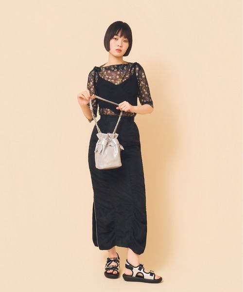 Casselini(キャセリーニ)の「Casselini(キャセリーニ)ラッフルバッグ(ショルダーバッグ・レディース・ライム/ブラック/シルバー・FREE)」の17枚目の写真