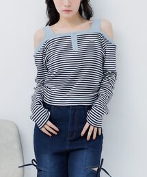 オフショルボーダーカットソー