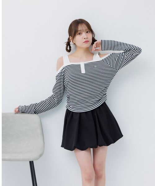 ems excite(エムズエキサイト)の「オフショルボーダーカットソー(Tシャツ/カットソー・レディース・ピンク/ホワイト系その他/ダークブルー・FREE)」の12枚目の写真