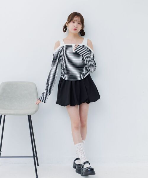 ems excite(エムズエキサイト)の「オフショルボーダーカットソー(Tシャツ/カットソー・レディース・ピンク/ホワイト系その他/ダークブルー・FREE)」の10枚目の写真