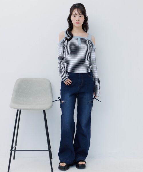 ems excite(エムズエキサイト)の「オフショルボーダーカットソー(Tシャツ/カットソー・レディース・ピンク/ホワイト系その他/ダークブルー・FREE)」の19枚目の写真