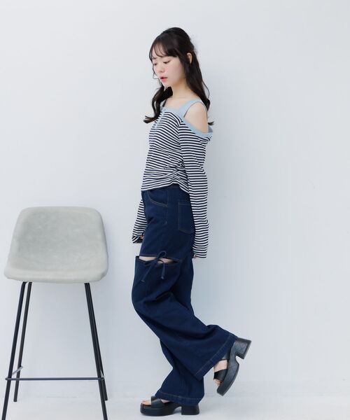 ems excite(エムズエキサイト)の「オフショルボーダーカットソー(Tシャツ/カットソー・レディース・ピンク/ホワイト系その他/ダークブルー・FREE)」の17枚目の写真