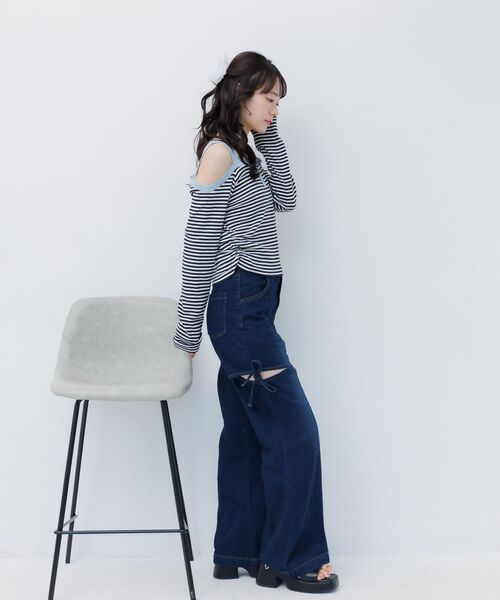 ems excite(エムズエキサイト)の「オフショルボーダーカットソー(Tシャツ/カットソー・レディース・ピンク/ホワイト系その他/ダークブルー・FREE)」の15枚目の写真