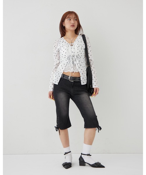WHO'S WHO gallery（フーズフーギャラリー）の「ギャザーコイルブラウス(ドット柄)（シャツ/ブラウス・レディース・ブラック/オフホワイト・FREE）」の10枚目の写真