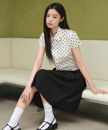 MUSINSA STANDARD WOMAN | ウィメンズポルカドットキャップスリーブシャツ[クリーム](シャツ/ブラウス)