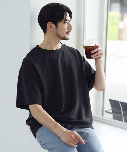SPU(スプ)の「【セットアップ対応】 防シワ・接触冷感・抗ピリング・ウォッシャブル 機能性ハイポンチ半袖Tシャツ(Tシャツ/カットソー・メンズ・グレー/ブラック/チャコール/ネイビー/ホワイト/杢グレー/グレー系・S/M/L/XL)」の11枚目の写真