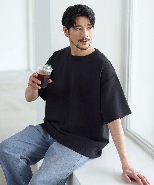 SPU(スプ)の「【セットアップ対応】 防シワ・接触冷感・抗ピリング・ウォッシャブル 機能性ハイポンチ半袖Tシャツ(Tシャツ/カットソー・メンズ・グレー/ブラック/チャコール/ネイビー/ホワイト/杢グレー/グレー系・S/M/L/XL)」の12枚目の写真