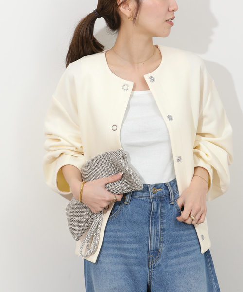 JOURNAL STANDARD relume(ジャーナルスタンダード レリューム)の「ノーカラーコクーンブルゾン(ブルゾン・レディース・アイボリー/ブラック・FREE)」の2枚目の写真