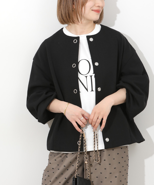 JOURNAL STANDARD relume(ジャーナルスタンダード レリューム)の「ノーカラーコクーンブルゾン(ブルゾン・レディース・アイボリー/ブラック・FREE)」の1枚目の写真