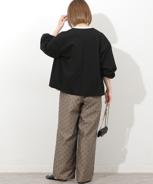 JOURNAL STANDARD relume(ジャーナルスタンダード レリューム)の「ノーカラーコクーンブルゾン(ブルゾン・レディース・アイボリー/ブラック・FREE)」の7枚目の写真