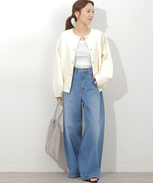 JOURNAL STANDARD relume(ジャーナルスタンダード レリューム)の「ノーカラーコクーンブルゾン(ブルゾン・レディース・アイボリー/ブラック・FREE)」の3枚目の写真