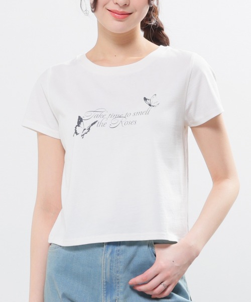 colza(コルザ)の「【UVカット】こだわり綿コンパクトT(Tシャツ/カットソー・レディース・ホワイト/スミクロ/ベージュ/ダークオレンジ・L/M/S)」の2枚目の写真