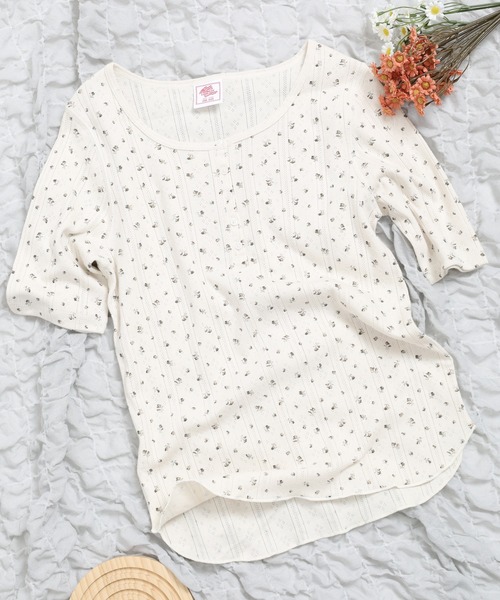 JEMORGAN(ジェーイーモーガン)の「JEMORGAN アイレットフライス花柄ハーフスリーブヘンリー(パック)(Tシャツ/カットソー・レディース・ブラック/ブルー/レッド/ネイビー・F)」の1枚目の写真