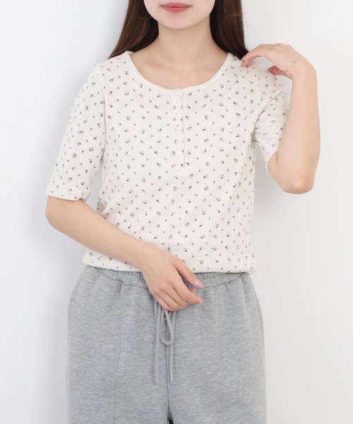 JEMORGAN(ジェーイーモーガン)の「JEMORGAN アイレットフライス花柄ハーフスリーブヘンリー(パック)(Tシャツ/カットソー・レディース・ブラック/ブルー/レッド/ネイビー・F)」の22枚目の写真