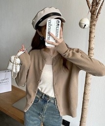 CELENA BEATS（セレナビーツ）の「ゴールド ボタン クルーネック カーディガン（カーディガン/ボレロ）」