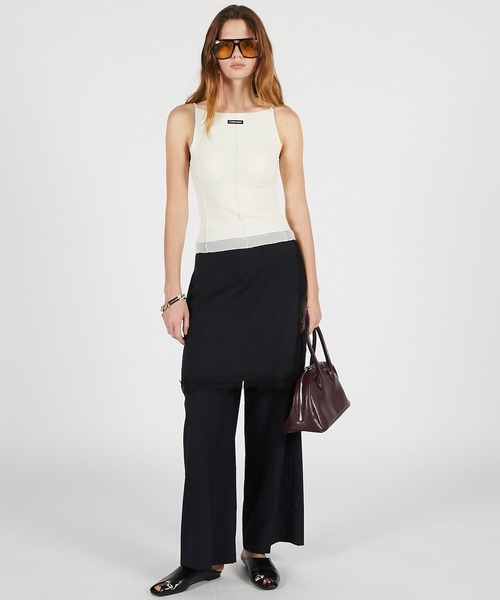 PRANK PROJECT(プランクプロジェクト)の「【2026Summer Pre-Order】シアーヘムカップインキャミ / Sheer Hem Cup-In Cami(キャミソール・レディース・チャコールグレー/ブラック/アイボリー・FREE)」の4枚目の写真