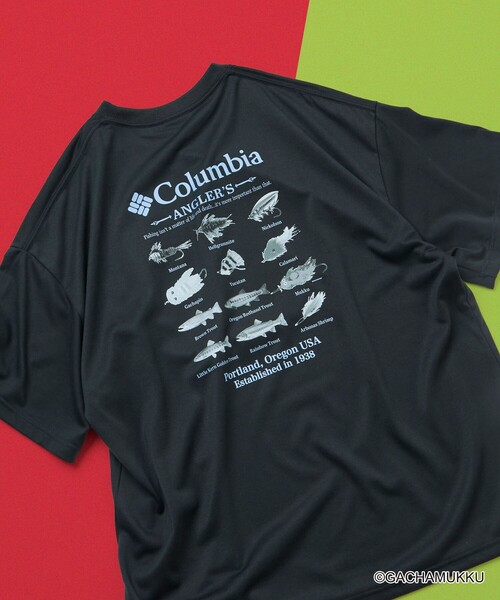 Columbia(コロンビア)の「限定展開 ガチャピン・ムック×Columbia×FREAK'S STORE 別注 インペリアルパーク ルアーモチーフ バックプリント Tシャツ(Tシャツ/カットソー・メンズ・チャコールグレー/ブラック/ホワイト/ベージュ・X-LARGE/LARGE/MEDIUM/SMALL)」の3枚目の写真