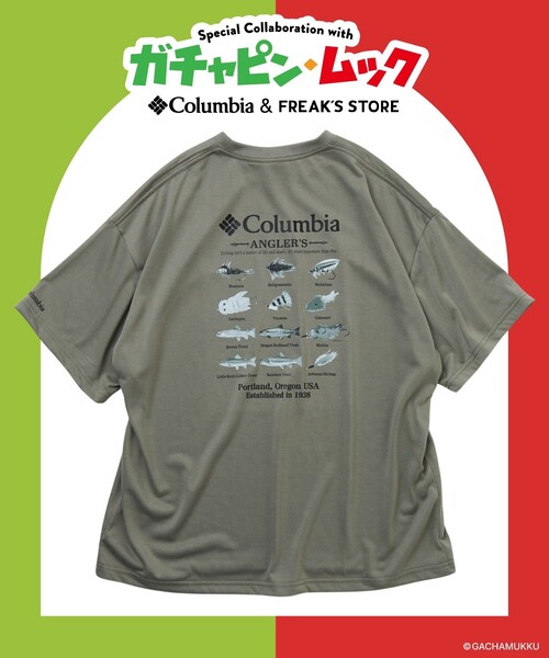Columbia(コロンビア)の「限定展開 ガチャピン・ムック×Columbia×FREAK'S STORE 別注 インペリアルパーク ルアーモチーフ バックプリント Tシャツ(Tシャツ/カットソー・メンズ・チャコールグレー/ブラック/ホワイト/ベージュ・X-LARGE/LARGE/MEDIUM/SMALL)」の8枚目の写真