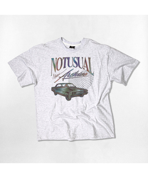 NOTUSUAL(ノットユージュアル)の「nuクロミカ オーバーサイズ 半袖Tシャツ 4カラー(Tシャツ/カットソー・レディース・ホワイト/ブラック/ネイビー/ホワイト×グレー・SMALL/MEDIUM/LARGE/X-LARGE)」の3枚目の写真