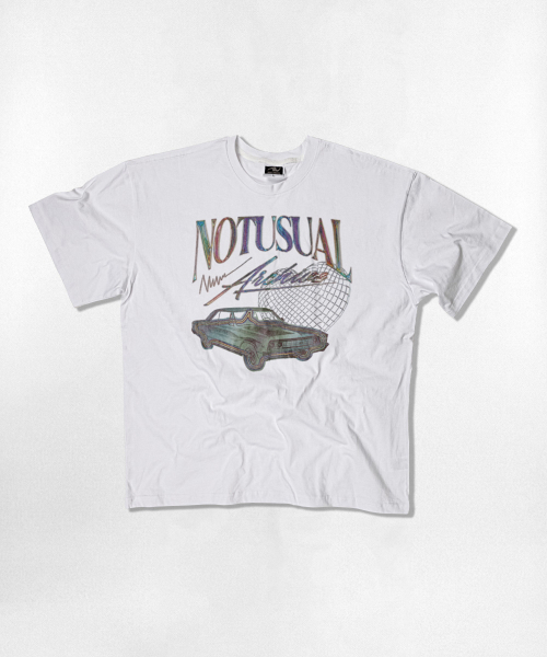 NOTUSUAL(ノットユージュアル)の「nuクロミカ オーバーサイズ 半袖Tシャツ 4カラー(Tシャツ/カットソー・レディース・ホワイト/ブラック/ネイビー/ホワイト×グレー・SMALL/MEDIUM/LARGE/X-LARGE)」の7枚目の写真