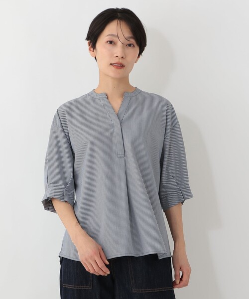 Afternoon Tea(アフタヌーンティー)の「バンセルクールスキッパーブラウス(シャツ/ブラウス・レディース・ブルー/ネイビー/ブラウン・MEDIUM)」の1枚目の写真