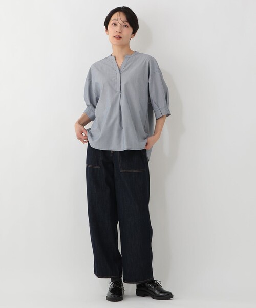 Afternoon Tea(アフタヌーンティー)の「バンセルクールスキッパーブラウス(シャツ/ブラウス・レディース・ブルー/ネイビー/ブラウン・MEDIUM)」の6枚目の写真