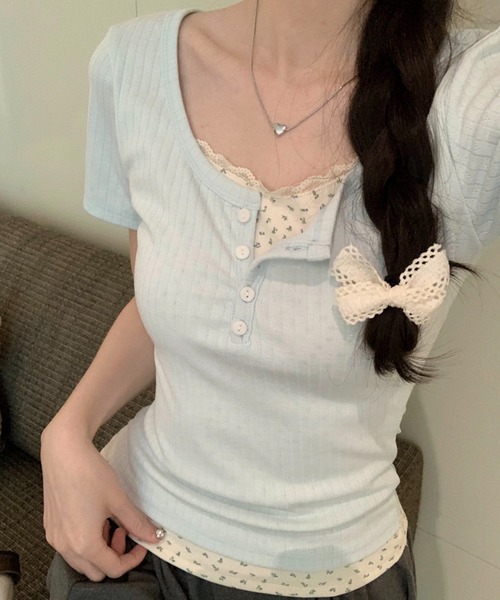 CELENA｜セレナのTシャツ/カットソー（ブルー・ネイビー/青色系