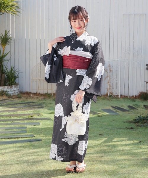 Honeys（ハニーズ）の「浴衣巾着（フリル）（和装小物・レディース・アイボリー系1/サックスブルー系1/アイボリー/ライトピンク・FREE）」の6枚目の写真