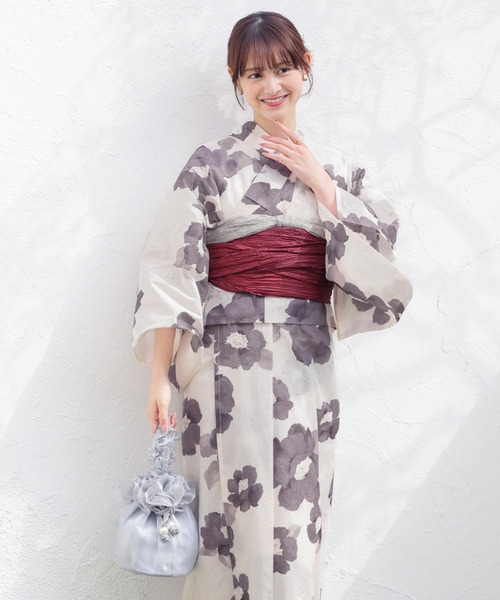 Honeys（ハニーズ）の「浴衣巾着（フリル）（和装小物・レディース・アイボリー系1/サックスブルー系1/アイボリー/ライトピンク・FREE）」の12枚目の写真