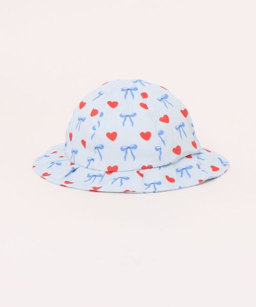 HAKKA BABY（ハッカベビー）の「[ベビー]ハートリボンプリントハット（ハット・キッズ・サックスブルー/ピンク・S）」の2枚目の写真